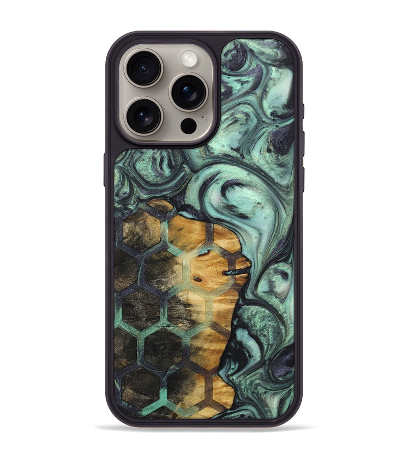 iPhone 15 Pro Max Wood+Resin Phone Case - Simon (Pattern, 718395)