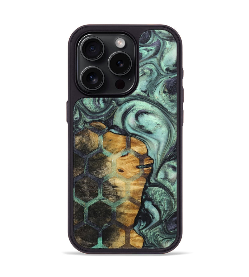 iPhone 15 Pro Wood+Resin Phone Case - Simon (Pattern, 718395)