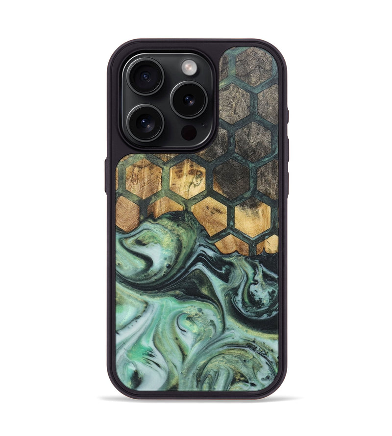 iPhone 15 Pro Wood+Resin Phone Case - Woodrow (Pattern, 718408)