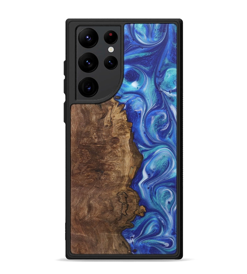 Galaxy S22 Ultra Wood+Resin Phone Case - Cesar (Blue, 718430)