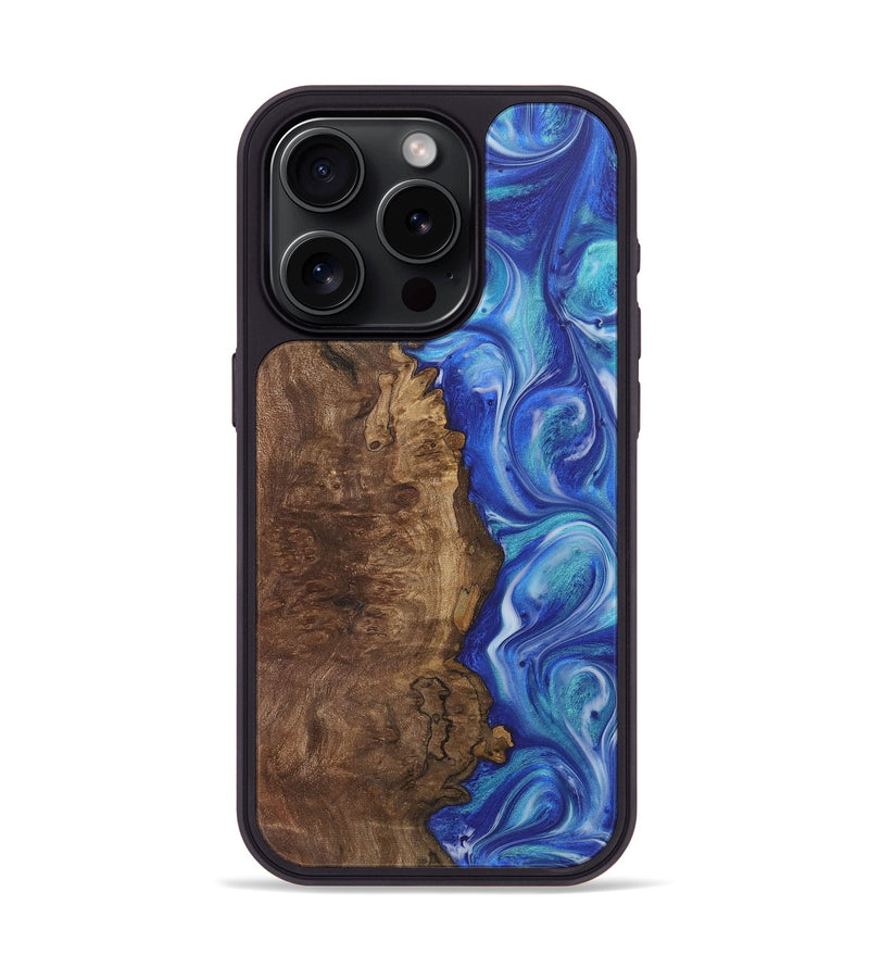 iPhone 15 Pro Wood+Resin Phone Case - Cesar (Blue, 718430)