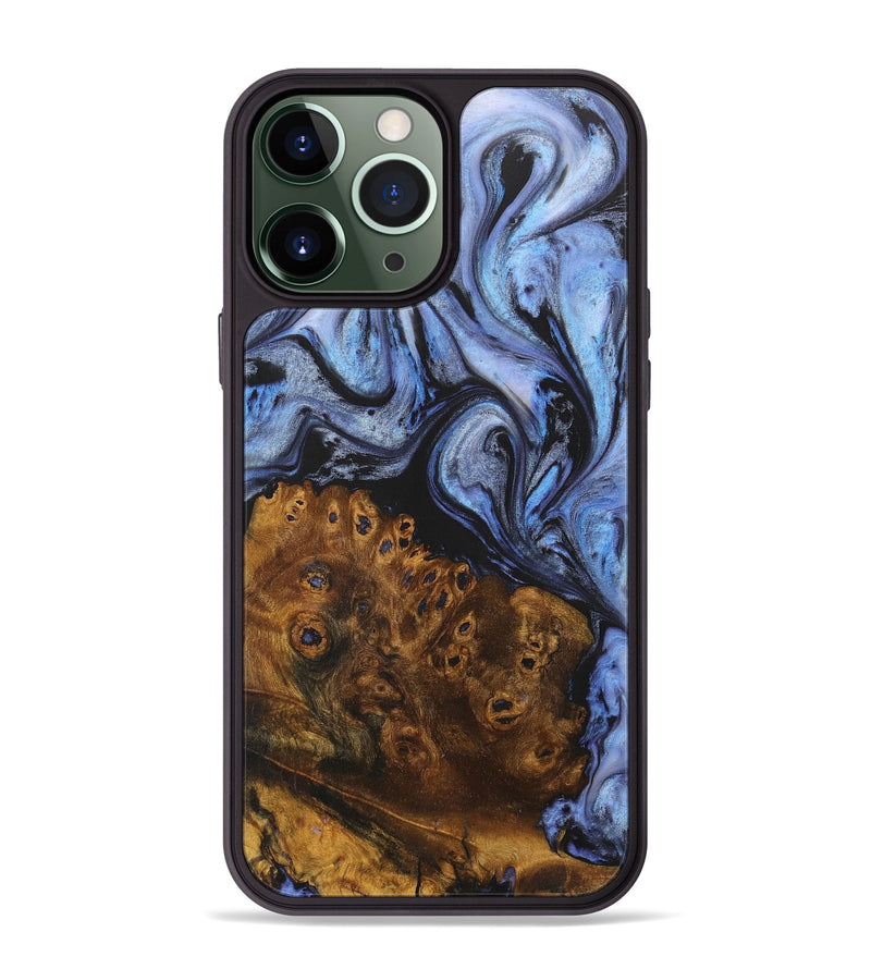 iPhone 13 Pro Max Wood+Resin Phone Case - Dallas (Blue, 718433)