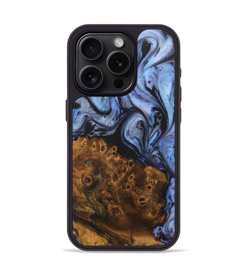 iPhone 15 Pro Wood+Resin Phone Case - Dallas (Blue, 718433)