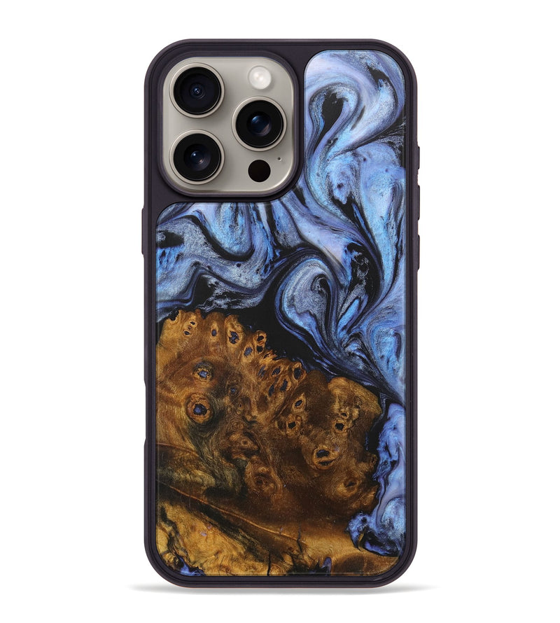 iPhone 16 Pro Max Wood+Resin Phone Case - Dallas (Blue, 718433)