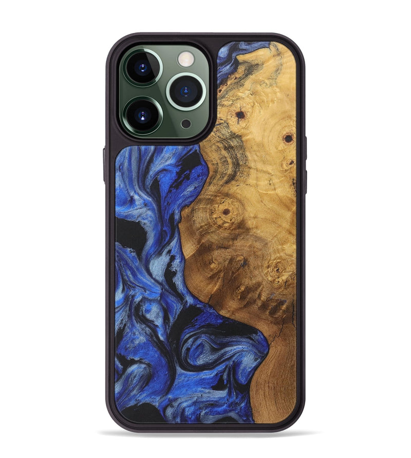 iPhone 13 Pro Max Wood+Resin Phone Case - Yahir (Blue, 718436)