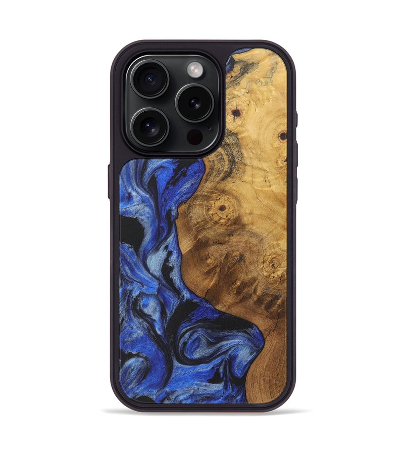 iPhone 15 Pro Wood+Resin Phone Case - Yahir (Blue, 718436)