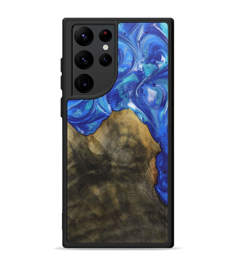 Galaxy S22 Ultra Wood+Resin Phone Case - Geoffrey (Blue, 718444)