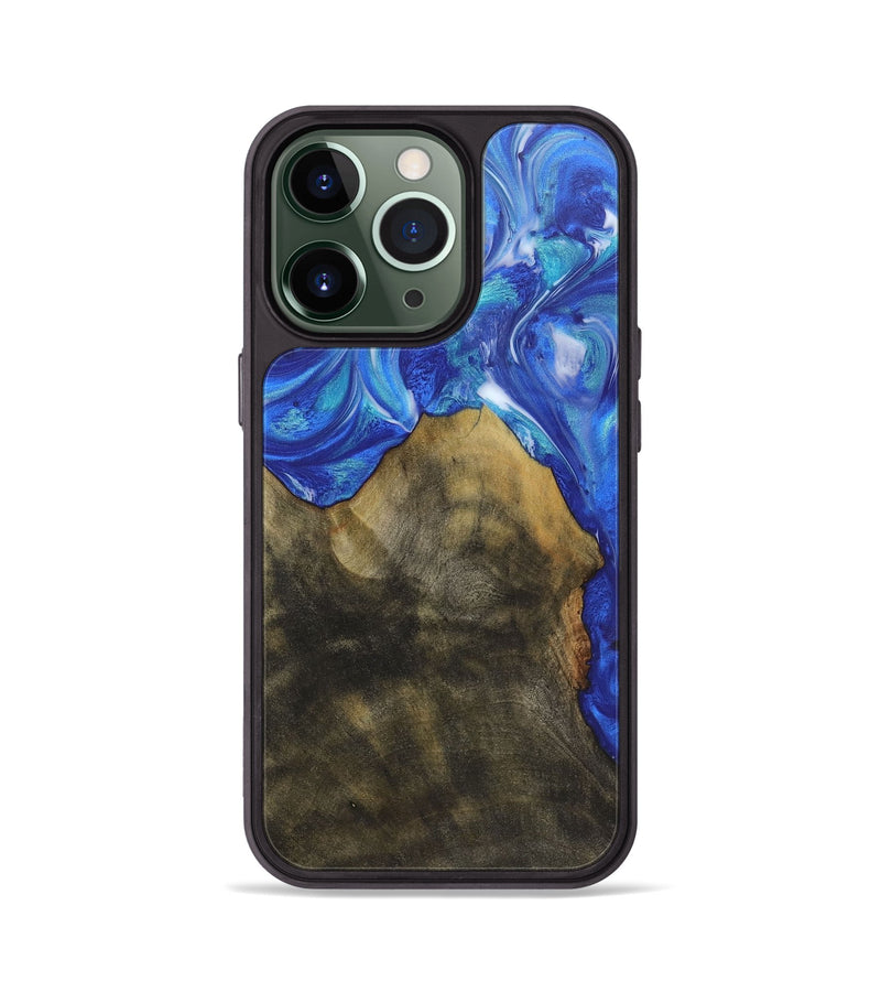 iPhone 13 Pro Wood+Resin Phone Case - Geoffrey (Blue, 718444)