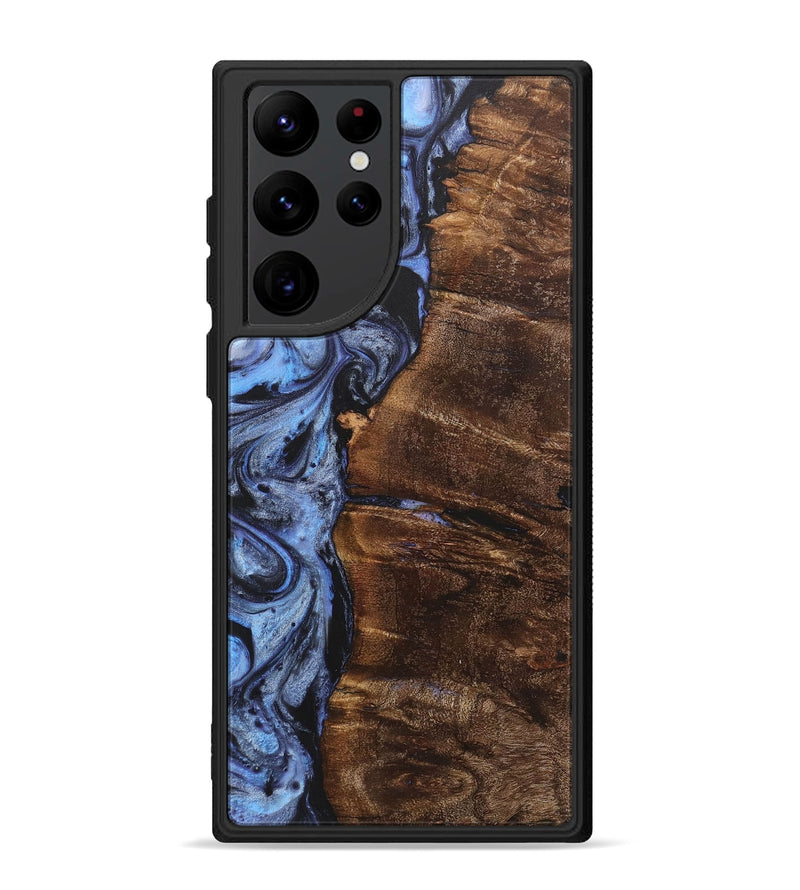 Galaxy S22 Ultra Wood+Resin Phone Case - Brad (Blue, 718448)