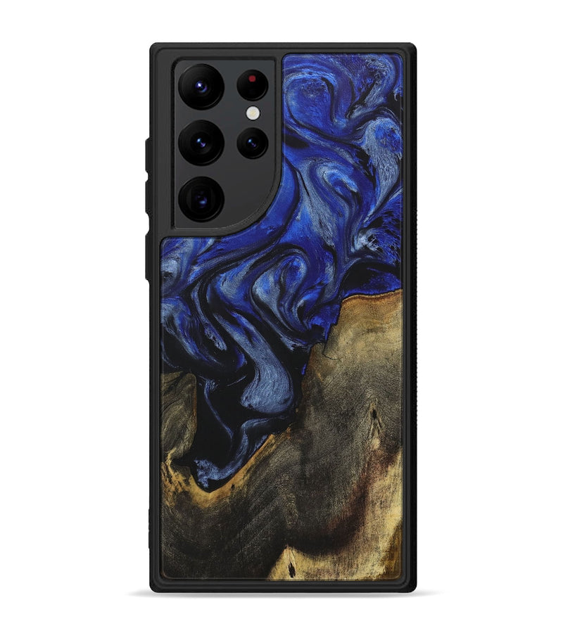 Galaxy S22 Ultra Wood+Resin Phone Case - William (Blue, 718451)