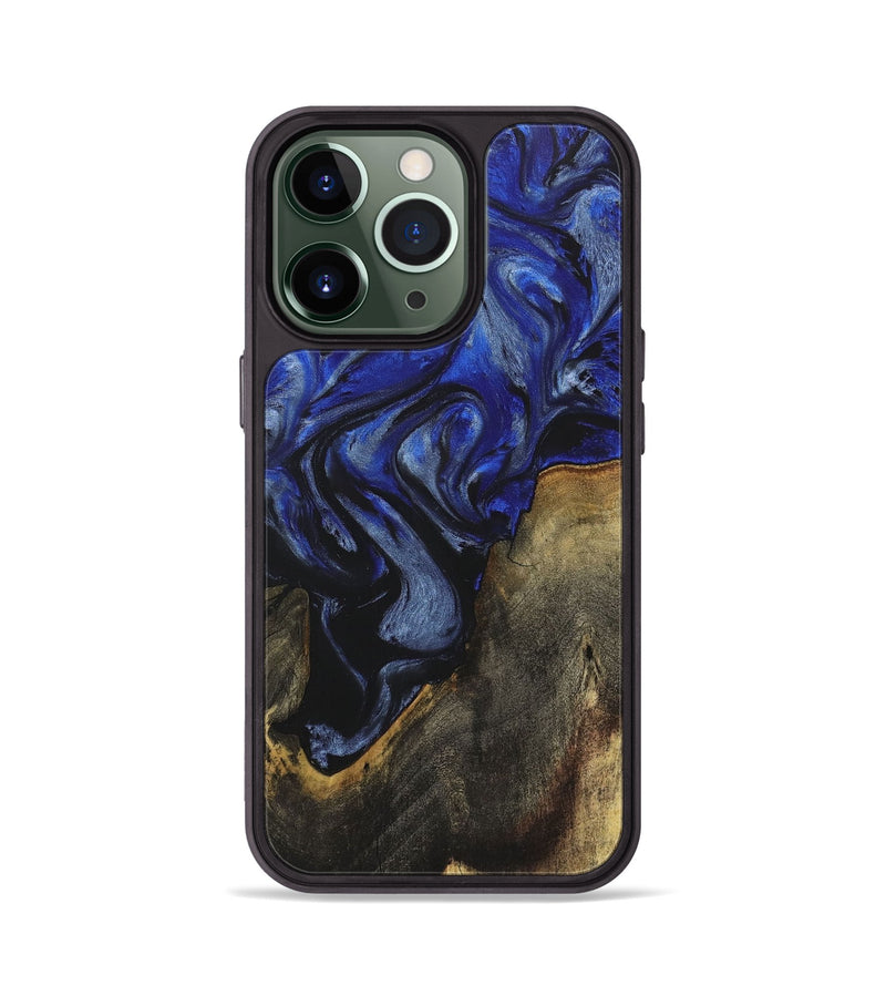 iPhone 13 Pro Wood+Resin Phone Case - William (Blue, 718451)