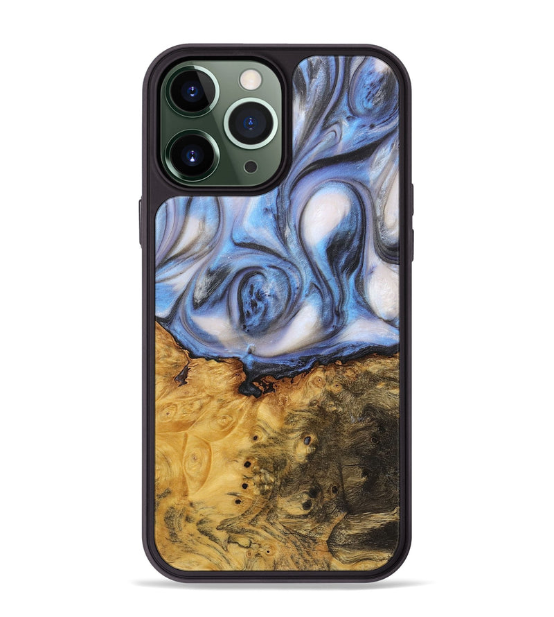 iPhone 13 Pro Max Wood+Resin Phone Case - Madalyn (Blue, 718456)