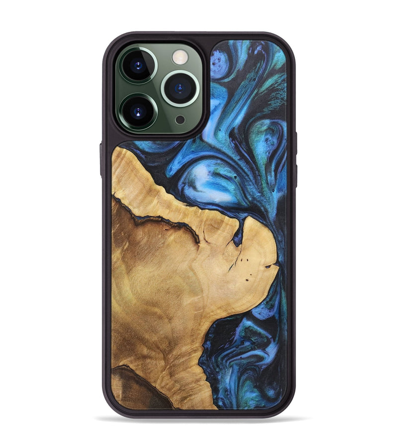 iPhone 13 Pro Max Wood+Resin Phone Case - Lula (Blue, 718461)