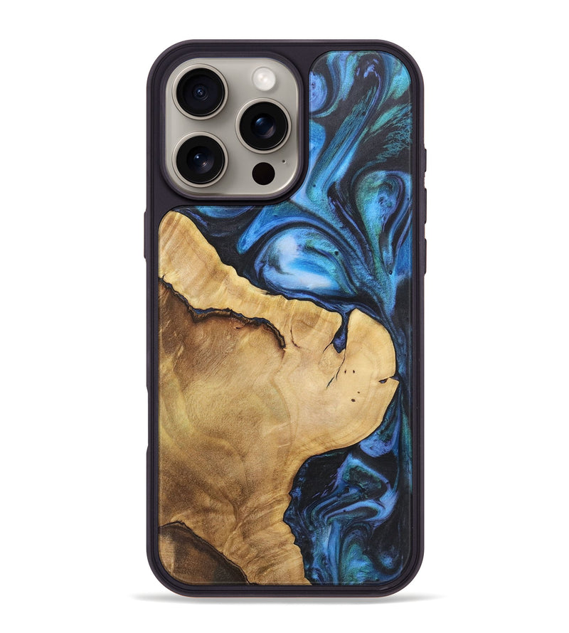 iPhone 16 Pro Max Wood+Resin Phone Case - Lula (Blue, 718461)