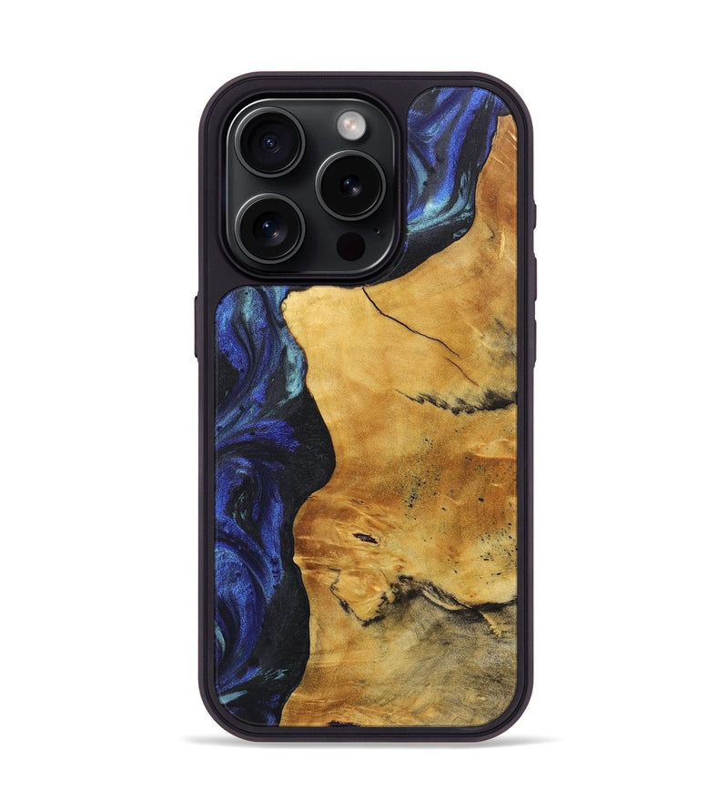 iPhone 15 Pro Wood+Resin Phone Case - Jalen (Blue, 718474)