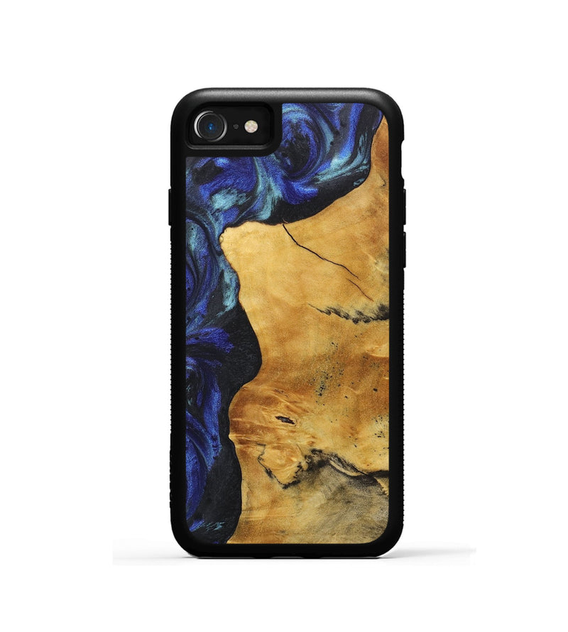 iPhone SE Wood+Resin Phone Case - Jalen (Blue, 718474)