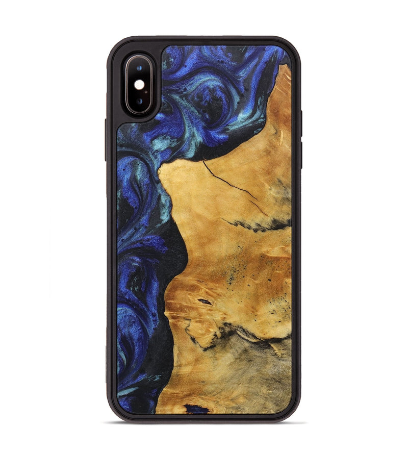 iPhone Xs Max Wood+Resin Phone Case - Jalen (Blue, 718474)