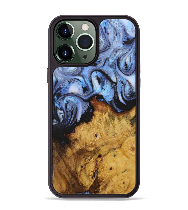 iPhone 13 Pro Max Wood+Resin Phone Case - Darla (Blue, 718477)