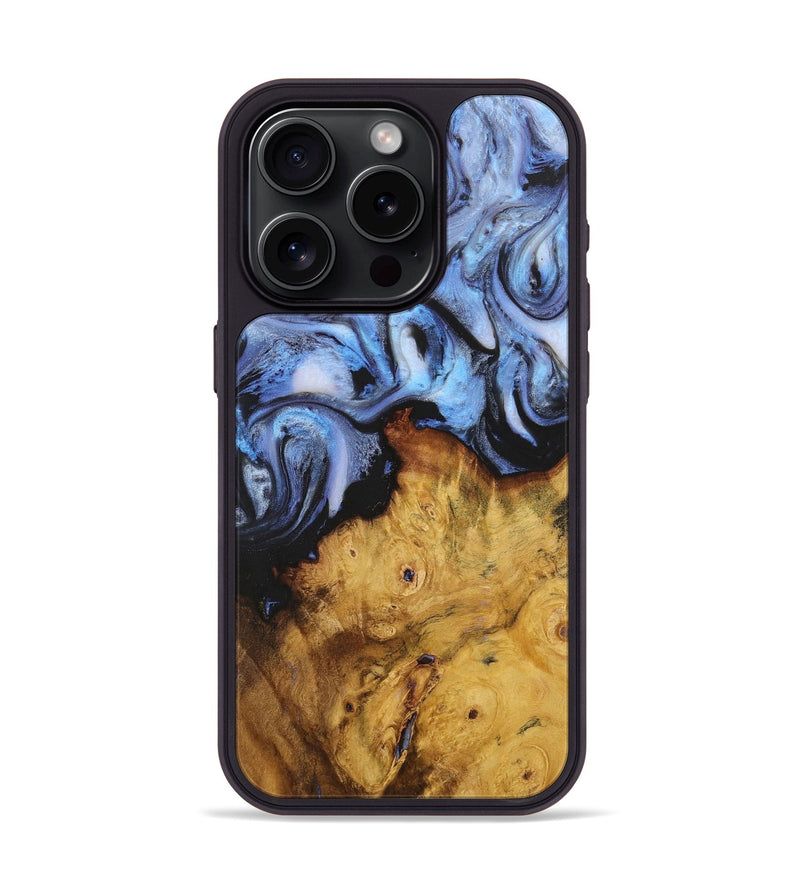 iPhone 15 Pro Wood+Resin Phone Case - Darla (Blue, 718477)