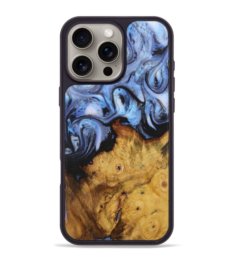 iPhone 16 Pro Max Wood+Resin Phone Case - Darla (Blue, 718477)