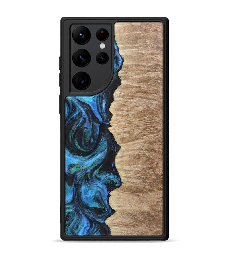 Galaxy S22 Ultra Wood+Resin Phone Case - Rita (Blue, 718483)