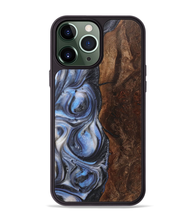 iPhone 13 Pro Max Wood+Resin Phone Case - Florence (Blue, 718486)