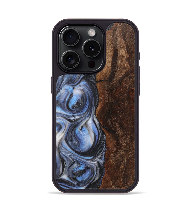 iPhone 15 Pro Wood+Resin Phone Case - Florence (Blue, 718486)