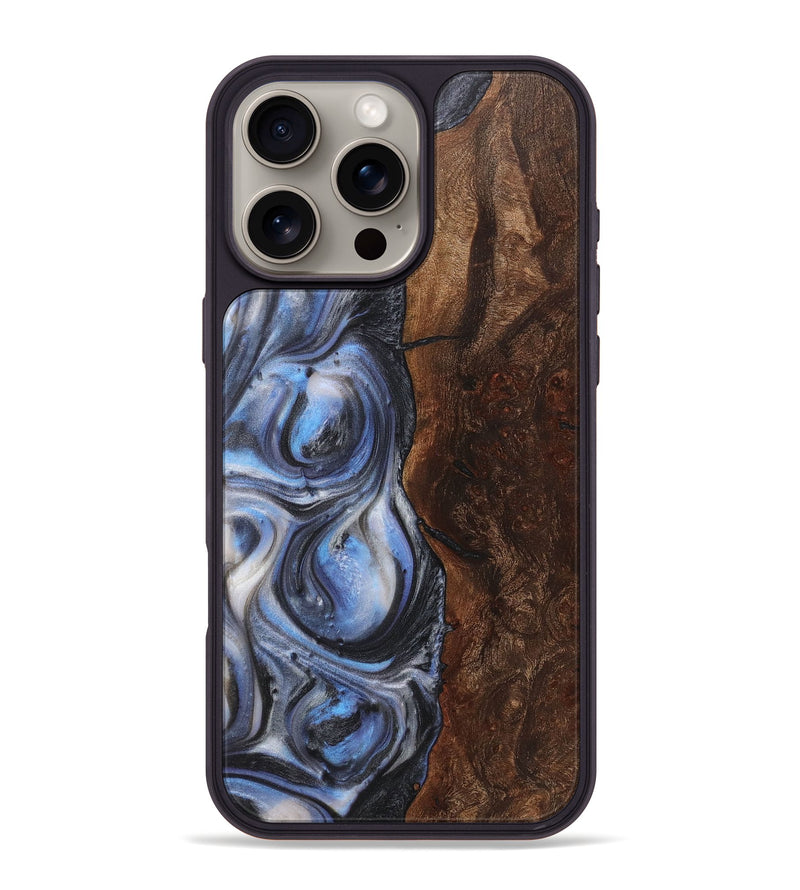 iPhone 16 Pro Max Wood+Resin Phone Case - Florence (Blue, 718486)