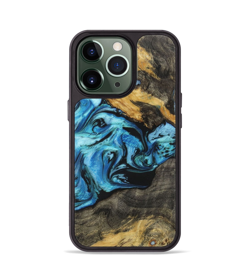 iPhone 13 Pro Wood+Resin Phone Case - Jolene (Blue, 718487)