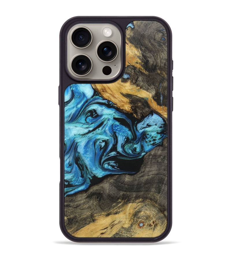 iPhone 16 Pro Max Wood+Resin Phone Case - Jolene (Blue, 718487)