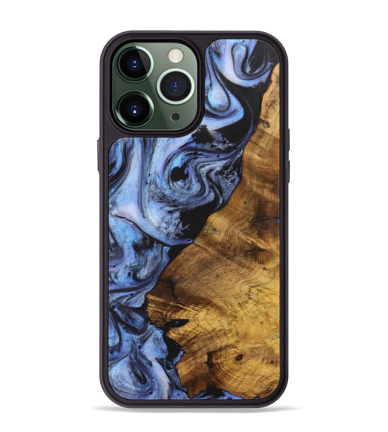 iPhone 13 Pro Max Wood+Resin Phone Case - Craig (Blue, 718493)