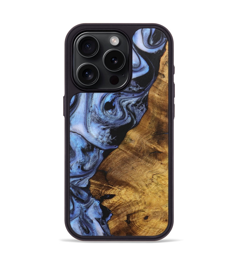 iPhone 15 Pro Wood+Resin Phone Case - Craig (Blue, 718493)