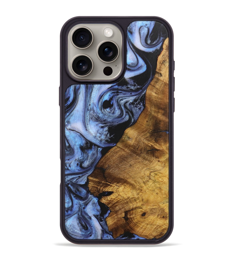 iPhone 16 Pro Max Wood+Resin Phone Case - Craig (Blue, 718493)