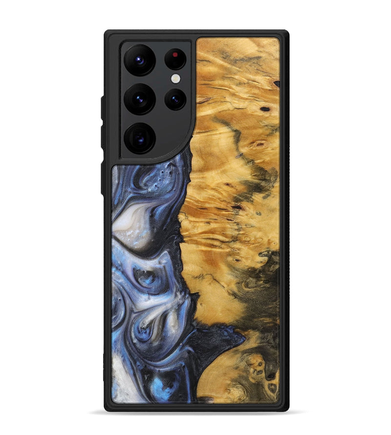 Galaxy S22 Ultra Wood+Resin Phone Case - Lucille (Blue, 718494)