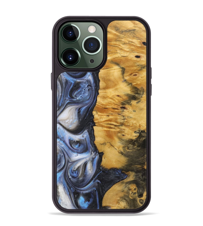 iPhone 13 Pro Max Wood+Resin Phone Case - Lucille (Blue, 718494)