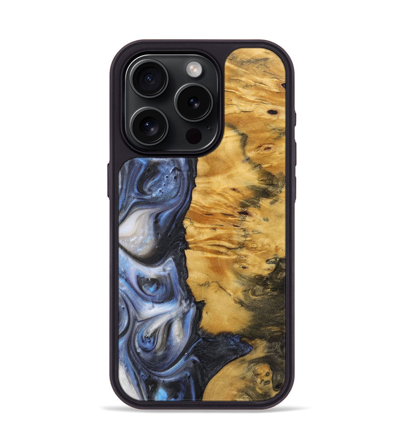 iPhone 15 Pro Wood+Resin Phone Case - Lucille (Blue, 718494)