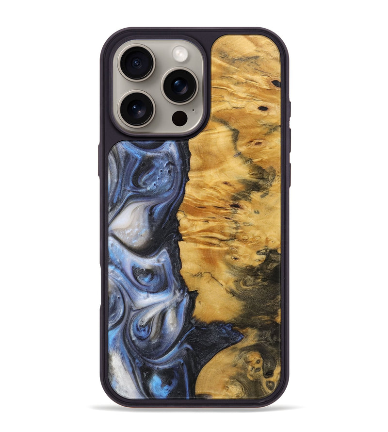 iPhone 16 Pro Max Wood+Resin Phone Case - Lucille (Blue, 718494)