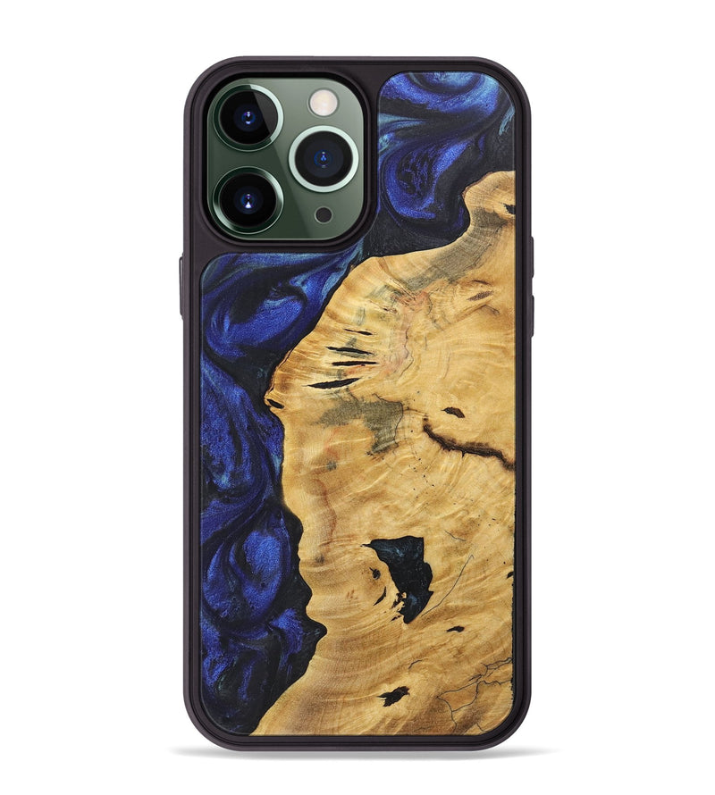 iPhone 13 Pro Max Wood+Resin Phone Case - Jase (Blue, 718498)