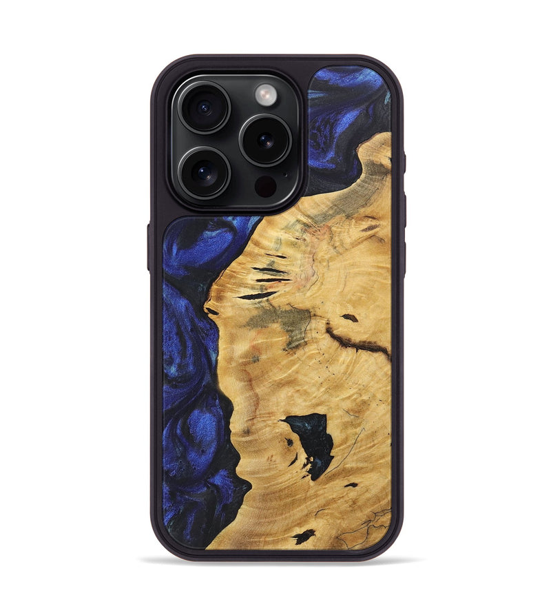 iPhone 15 Pro Wood+Resin Phone Case - Jase (Blue, 718498)