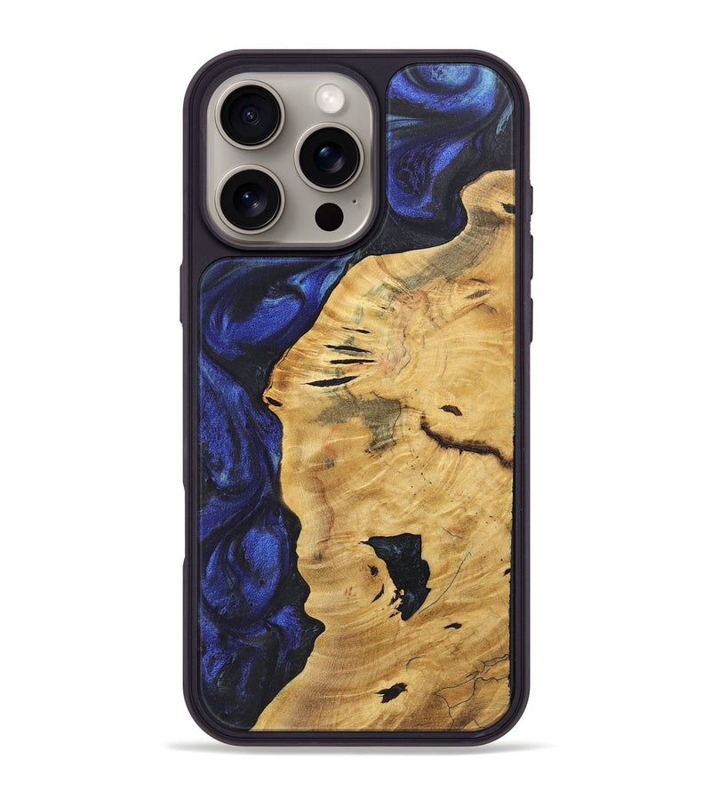 iPhone 16 Pro Max Wood+Resin Phone Case - Jase (Blue, 718498)