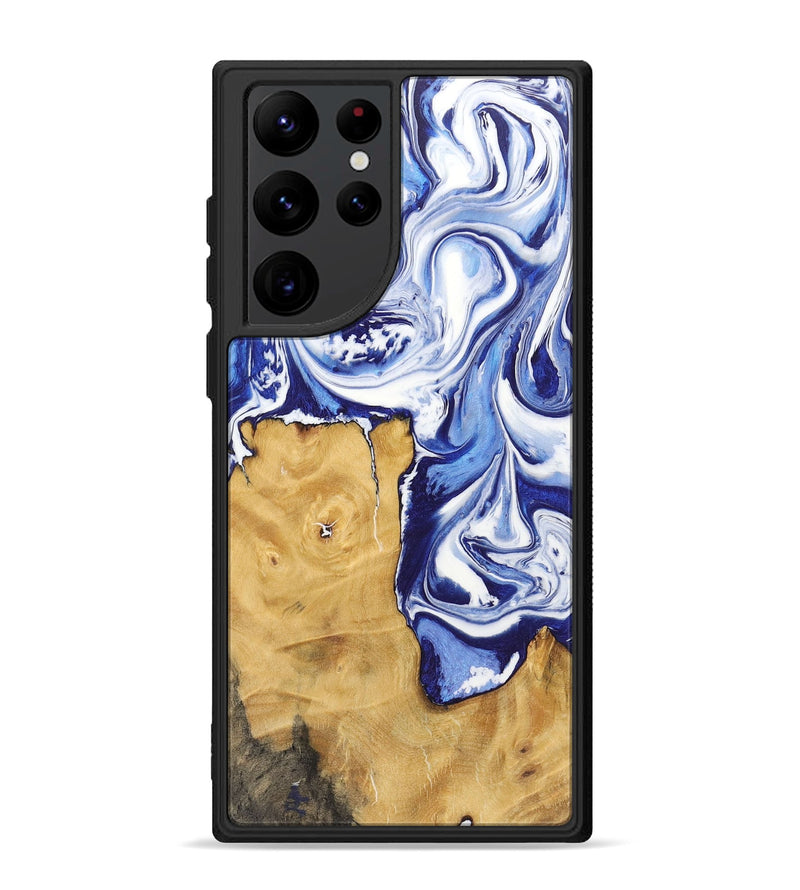 Galaxy S22 Ultra Wood+Resin Phone Case - Deloris (Blue, 718499)