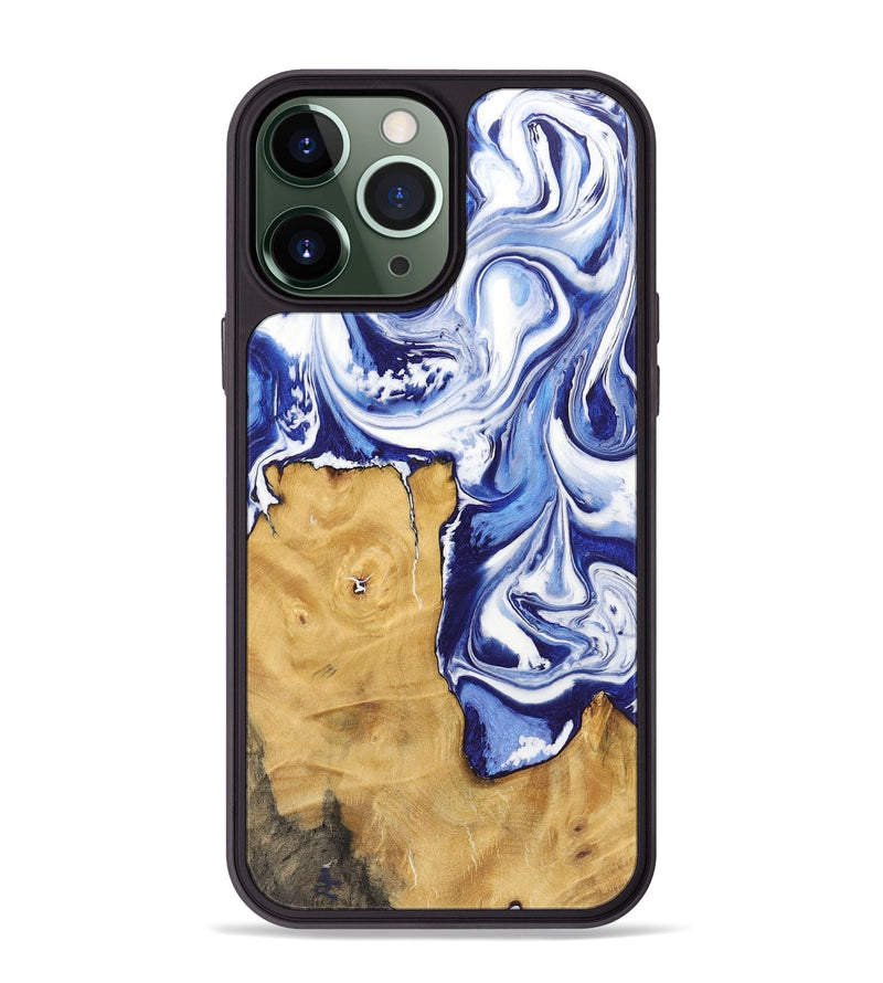 iPhone 13 Pro Max Wood+Resin Phone Case - Deloris (Blue, 718499)