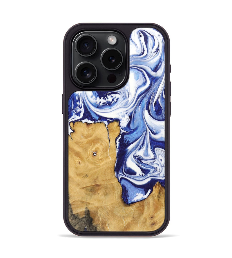 iPhone 15 Pro Wood+Resin Phone Case - Deloris (Blue, 718499)