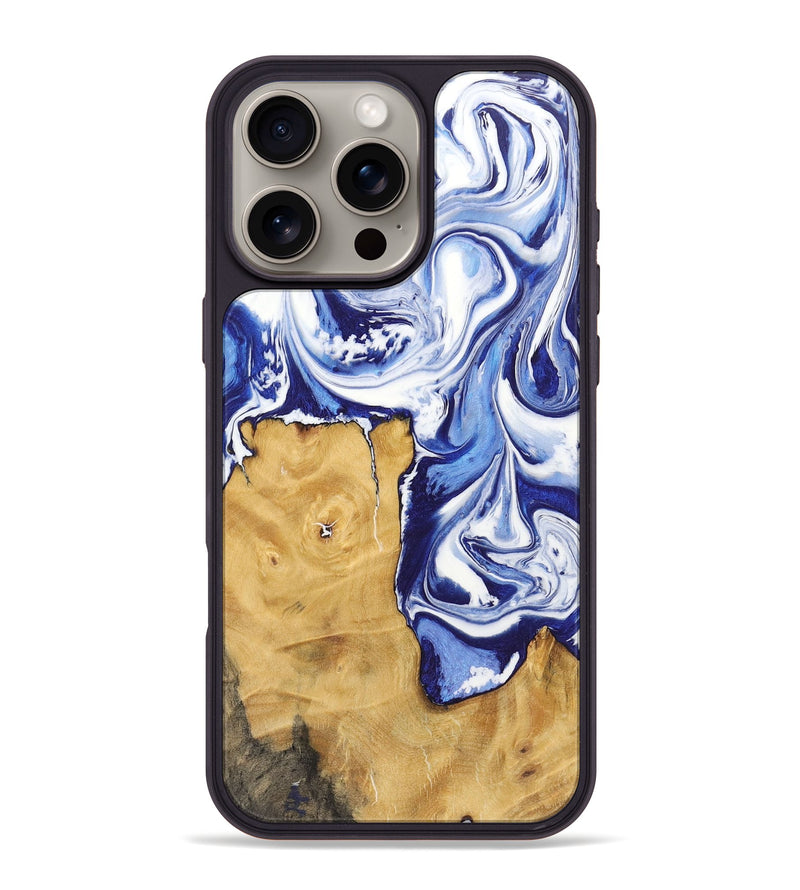 iPhone 16 Pro Max Wood+Resin Phone Case - Deloris (Blue, 718499)