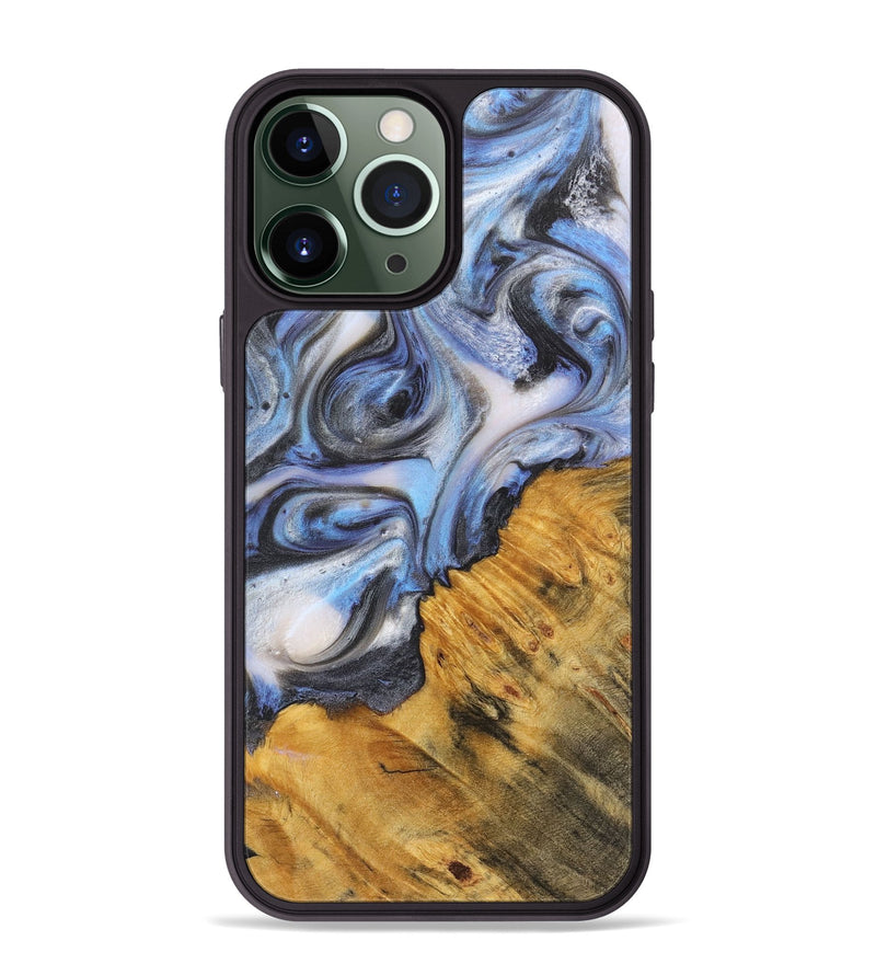 iPhone 13 Pro Max Wood+Resin Phone Case - Irma (Blue, 718500)