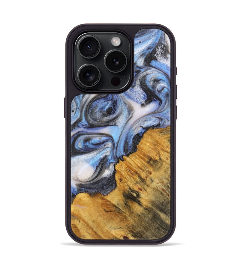 iPhone 15 Pro Wood+Resin Phone Case - Irma (Blue, 718500)