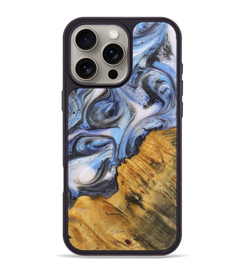 iPhone 16 Pro Max Wood+Resin Phone Case - Irma (Blue, 718500)