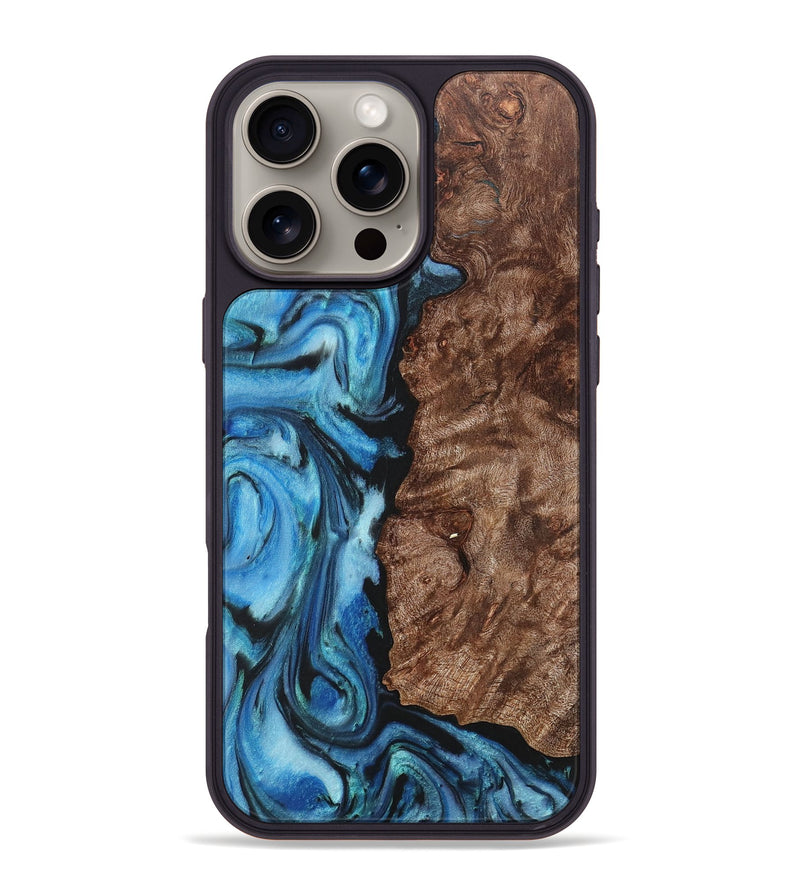 iPhone 16 Pro Max Wood+Resin Phone Case - Willard (Blue, 718501)