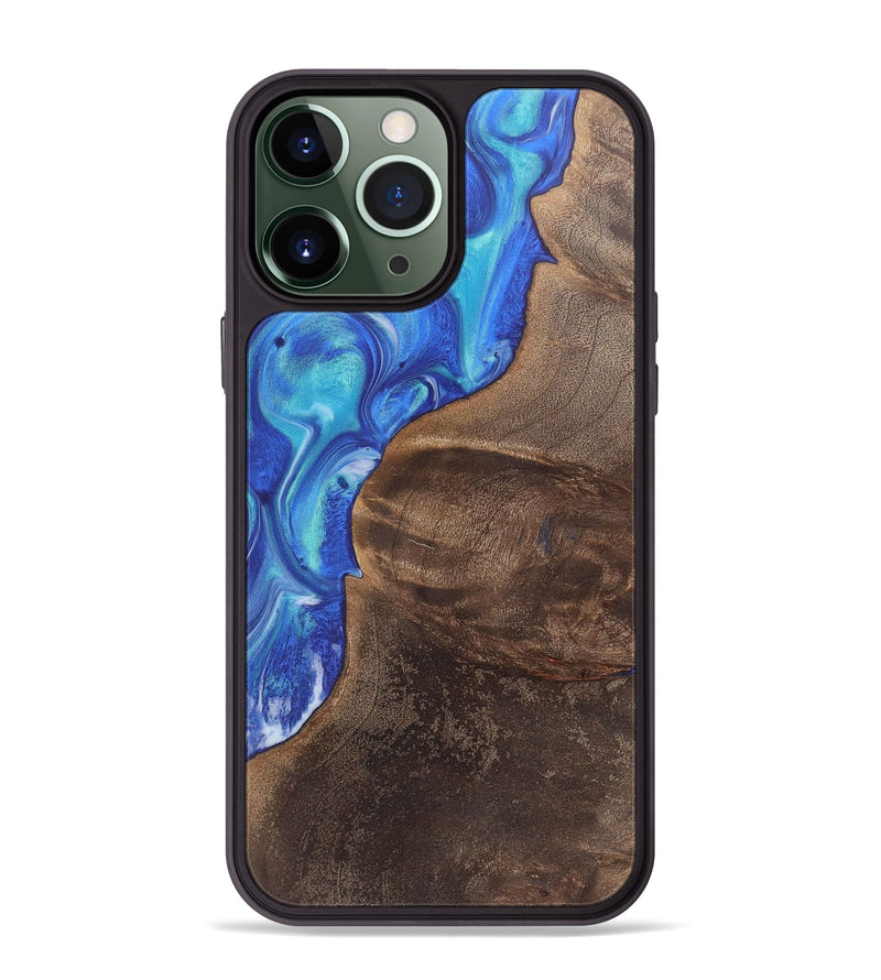 iPhone 13 Pro Max Wood+Resin Phone Case - Kerry (Blue, 718505)