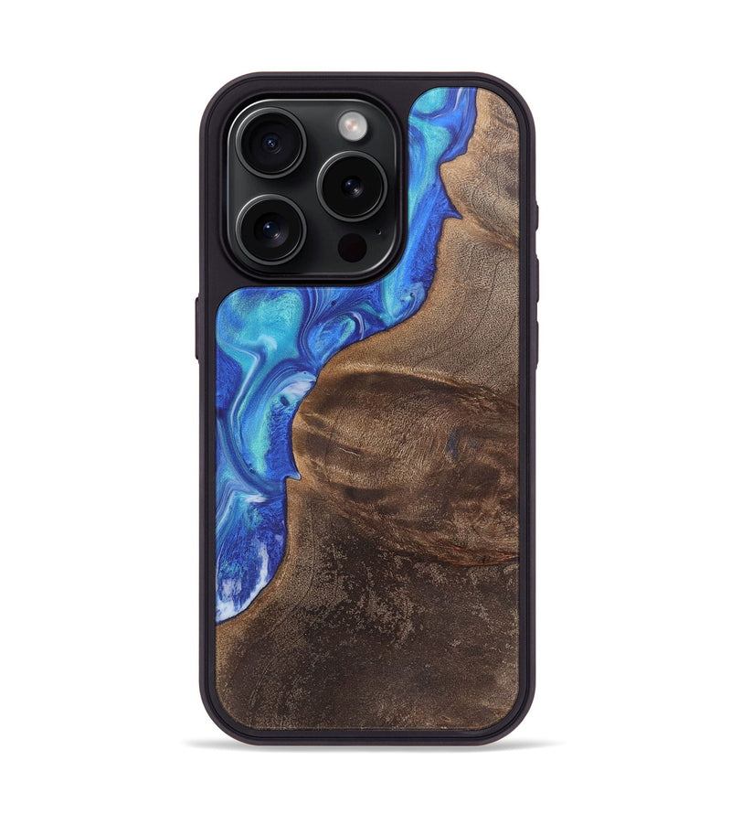 iPhone 15 Pro Wood+Resin Phone Case - Kerry (Blue, 718505)